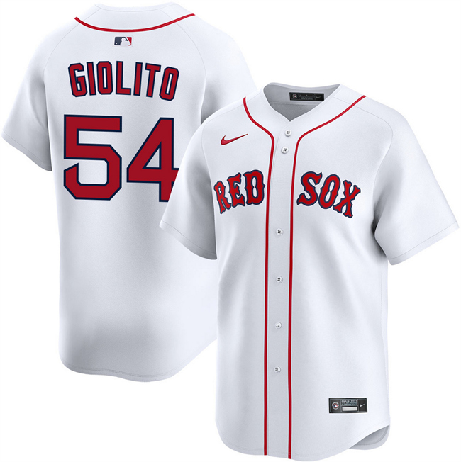 Men's White Boston Red Sox #54 Lucas Giolito 2024 Home Limited Stitched Baseball Jersey
